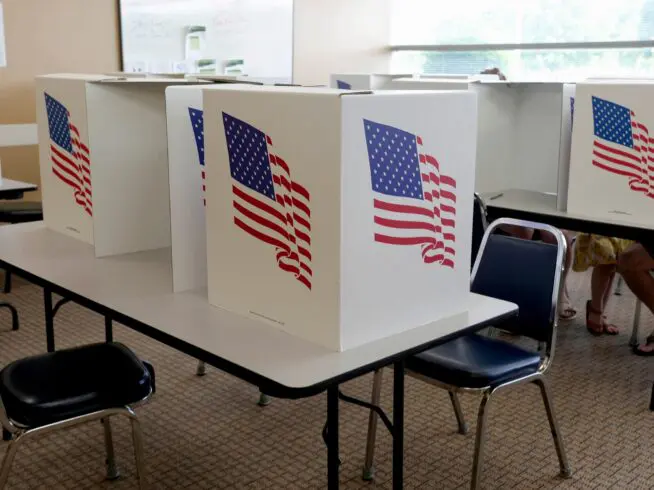 Voters cast their ballots at a voting location on primary Election Day, Tuesday, June 2, 2026, in Des Moines, Iowa.